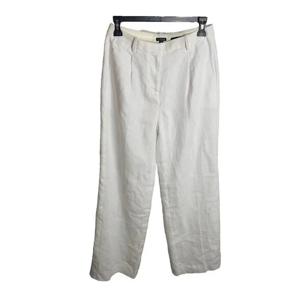 J.Crew $128 Wide-leg Essential pant in linen White Size 2 BW528 - Picture 2 of 8